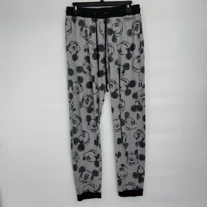 Disney Mickey Mouse Allover Print Hi-Rise Pull-On Jogger Pants Medium Women Gray